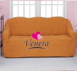 

Чехол натяжной на трехместный диван без оборки Venera 28-208 Горчица