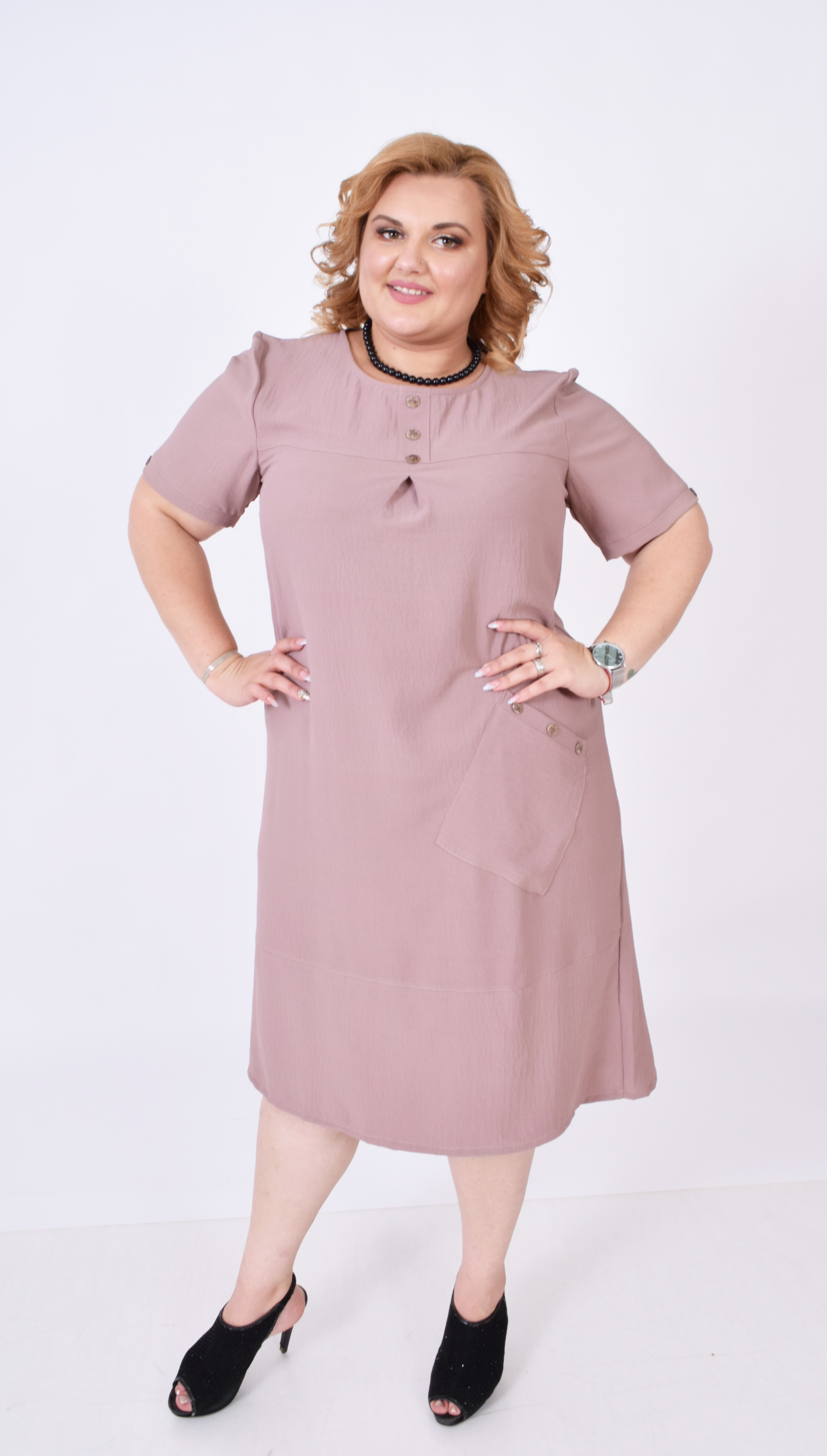 

Женское платье Lady Look с карманом 8343 пудра 56