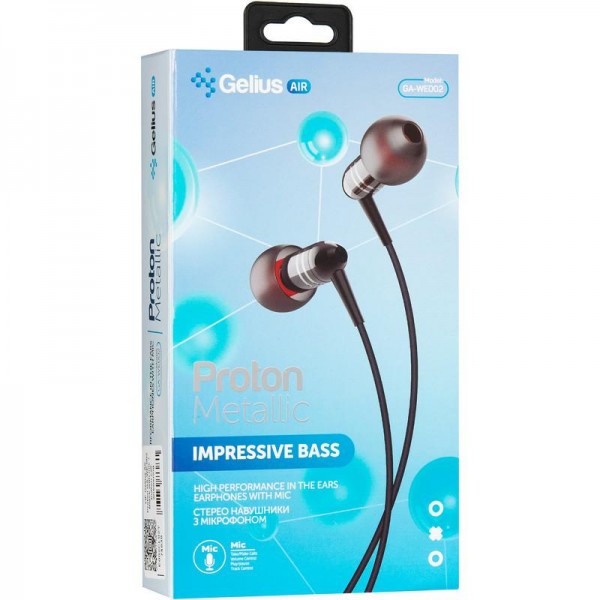 

Наушники проводные Gelius Air Proton GA-WE-002 Black with mic + button call answering