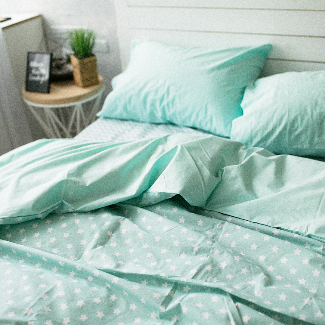 Комплект постельного белья из поплина "Вдохновение". Размер евро, простынь на резинке, для стандартной подушки