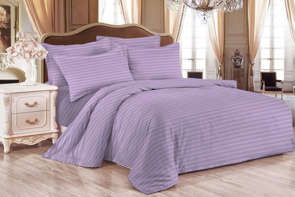 

Комплект постельного белья Krispol двуспальный Сатин Страйп Лаванда 180*220 (620.54555)