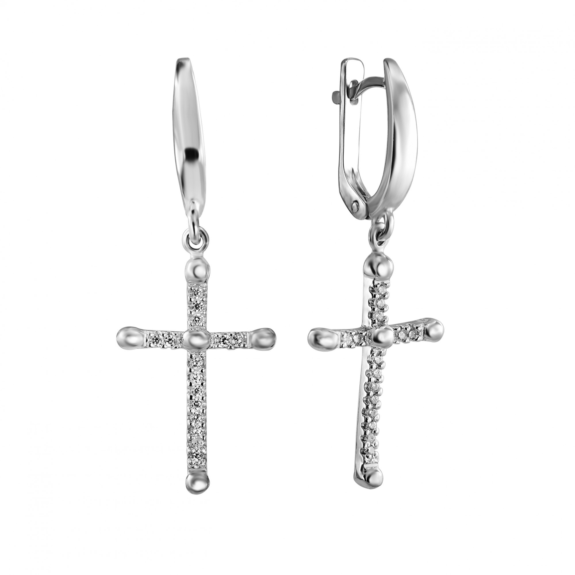 

Серебряные серьги висюльки HARMONY c23192 бел c23192