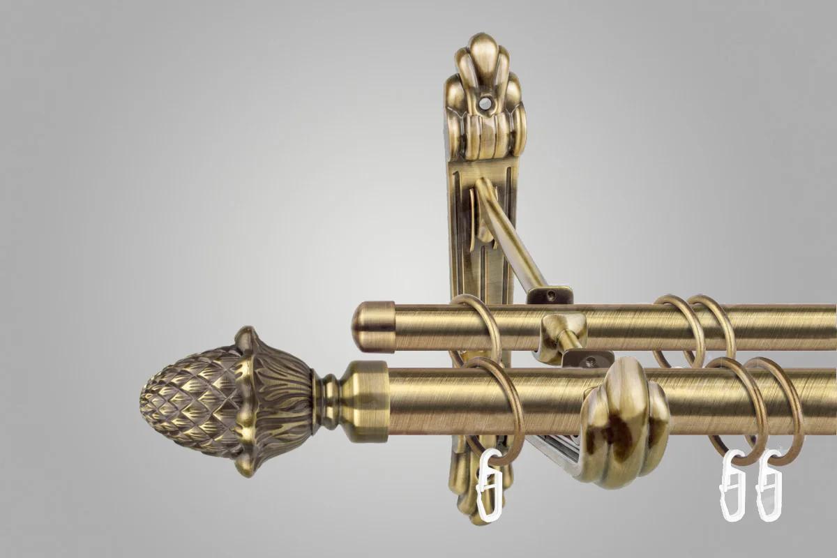 

Карниз металлический двухрядный Шишка Ø19+16 мм античная бронза 2 м 40 см