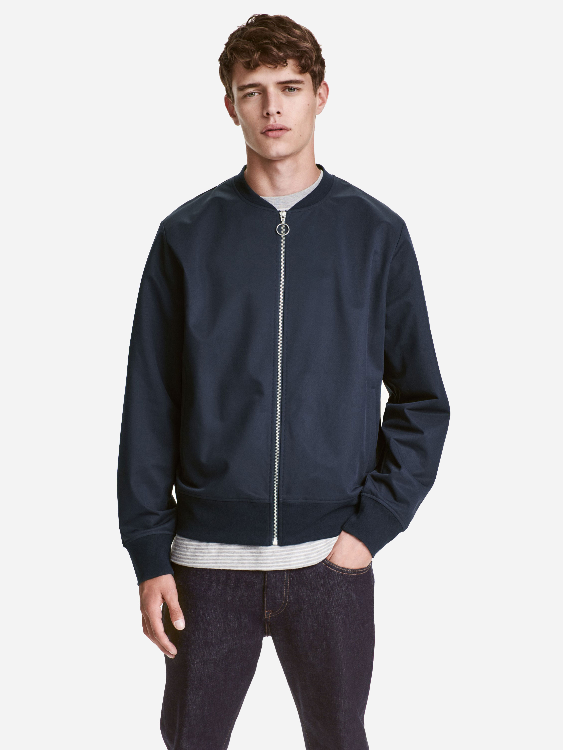 

Бомбер H&M 4054724 XL Темно-синий