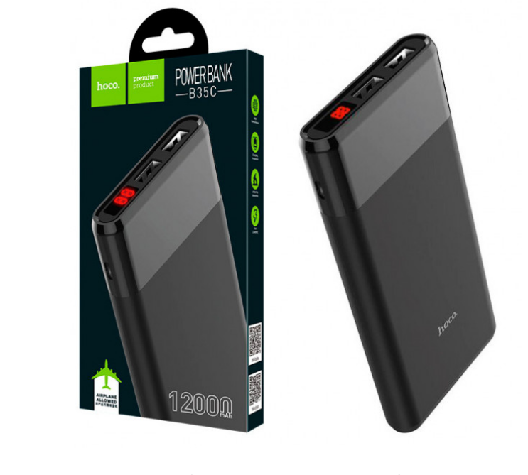 

Портативное зарядное устройство Power Bank Hoco B35C Entourage 12000 mAh Original Black