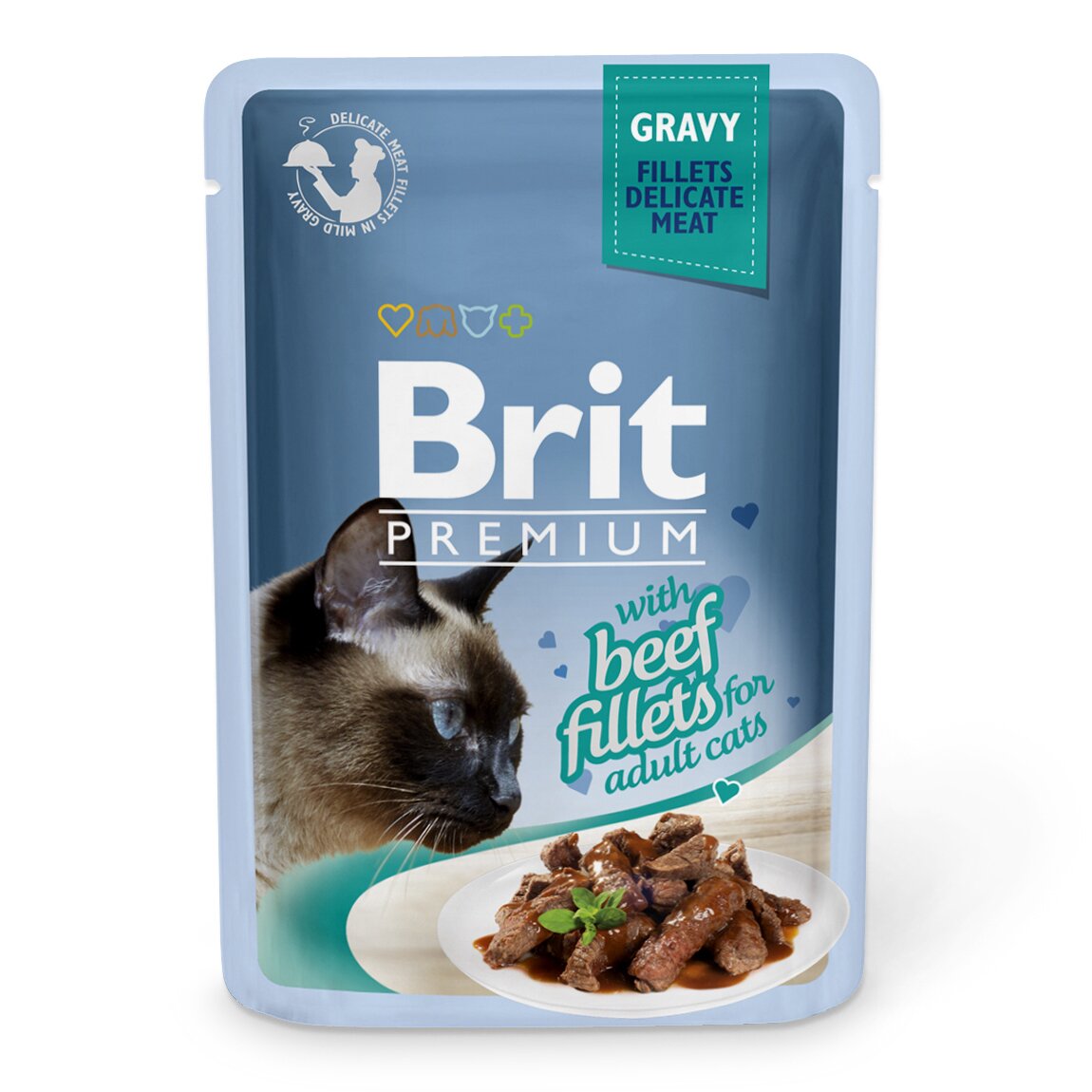 Вологий корм для котів Brit Premium Cat Beef Fillets Gravy pouch 85 г ...