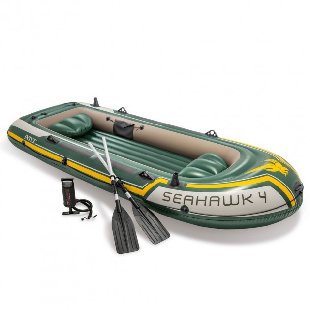 

Лодка надувная Intex 68351 Seahawk 4 Set четырехместная (351 x 145 x 48 см) + весла и ручной насос (Зеленый/Серый)