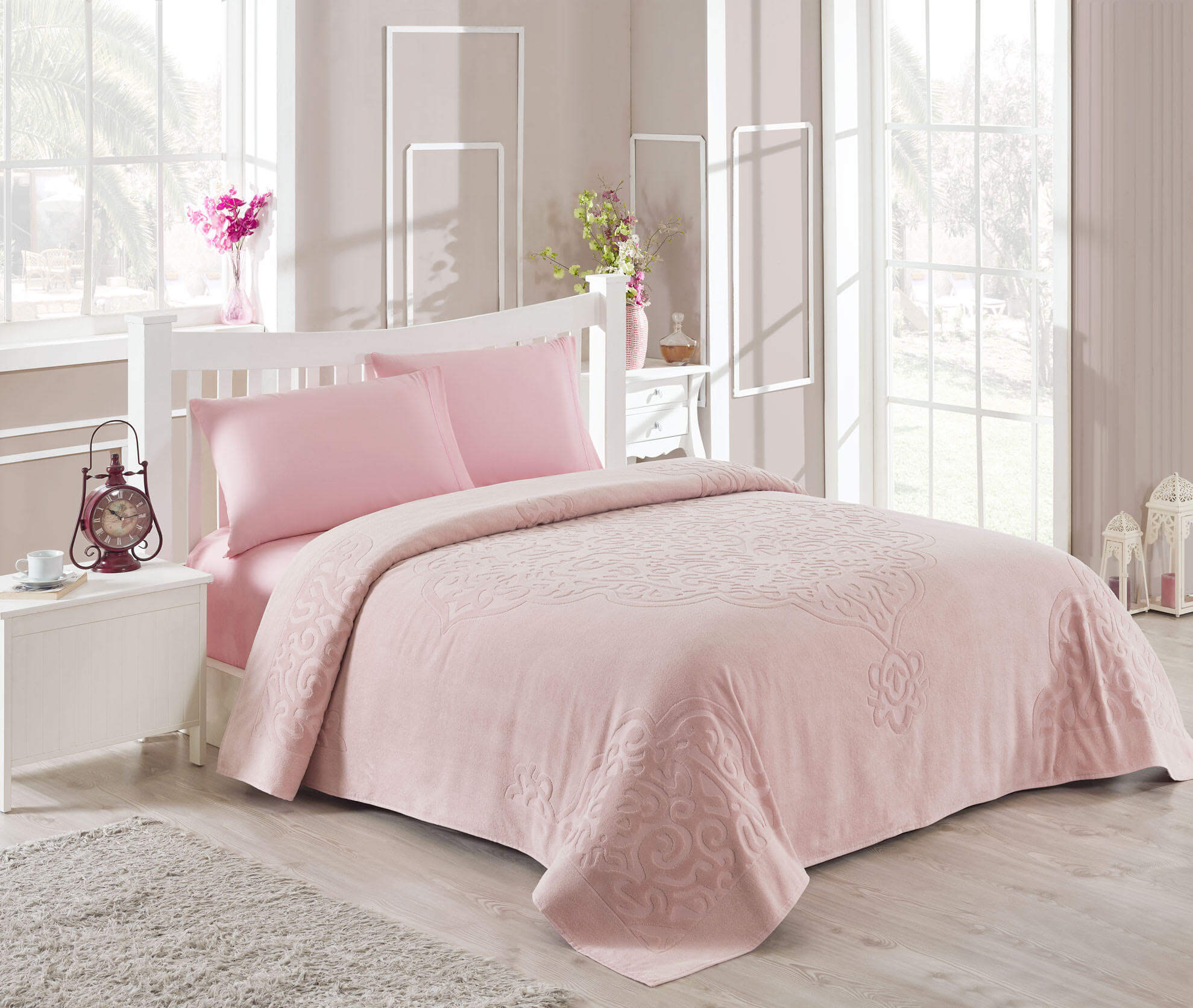 

Махровая простынь покрывало TAC Dama Pink 200×220 см Розовый