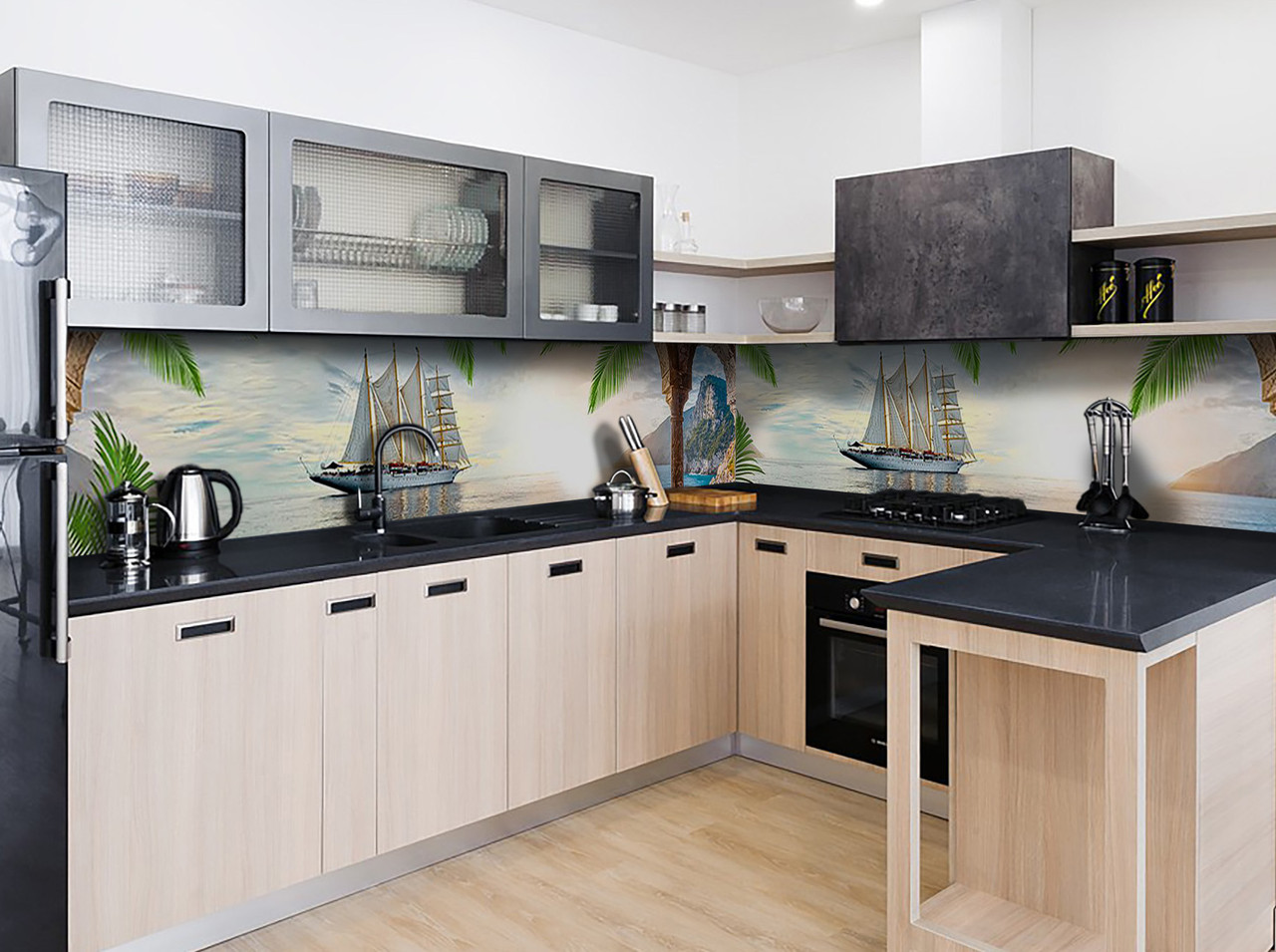 

Наклейка виниловая кухонный фартук Zatarga "Корабль в Тропиках" 600х3000 мм