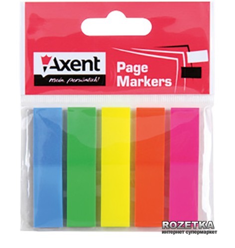 -закладки неоновые Axent 5 цветов 125 шт 2440-01 – низкие цены .