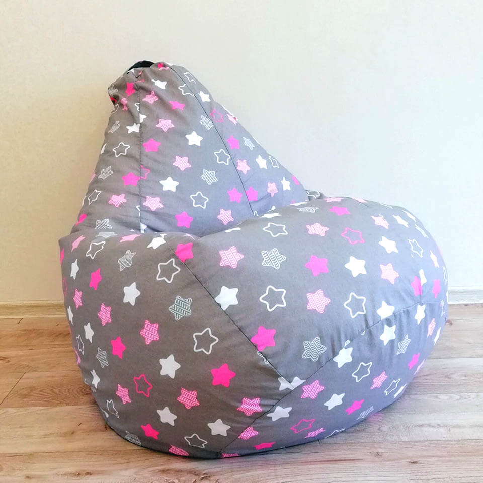 

Кресло мешок Nova KatyPuf "Розовые звезды" Хлопок, Размер XL 125x90
