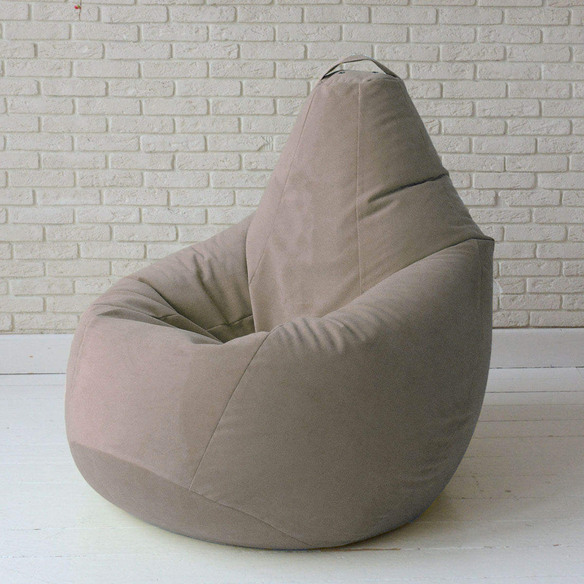 

Кресло мешок Nova KatyPuf бежевое Велюр, Размер L 100x75