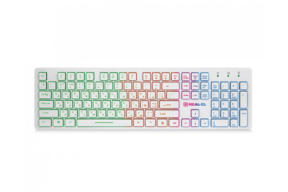

Клавиатура игровая проводная REAL-EL Comfort 7070 Backlit USB с подсветкой White