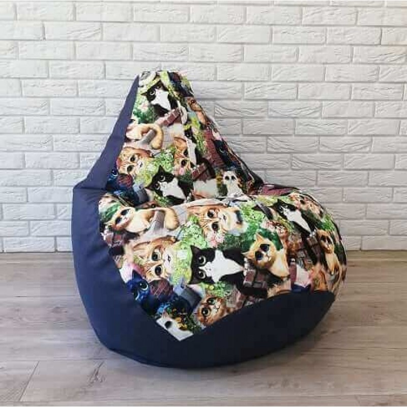 

Кресло мешок Nova KatyPuf "Коты" Рогожка, Размер XL 125x90