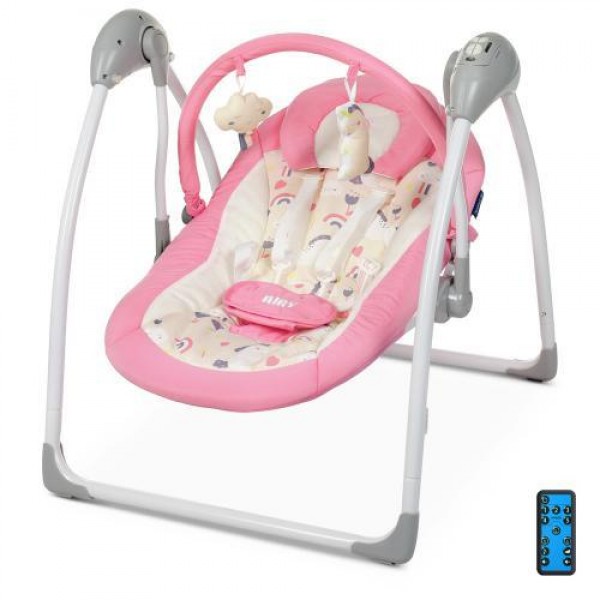 

Шезлонг Колыбель Кресло качалка с таймером 5 режимов качания с пультом Lov Toys Рожевый (1047)