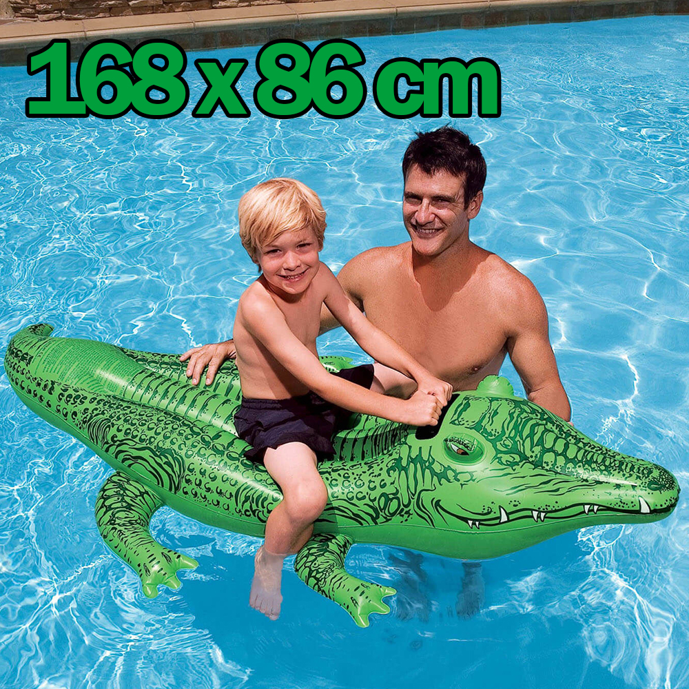 Пляжный матрас Крокодил Intex 168 х 86 см Зелёный надувной одноместный ...