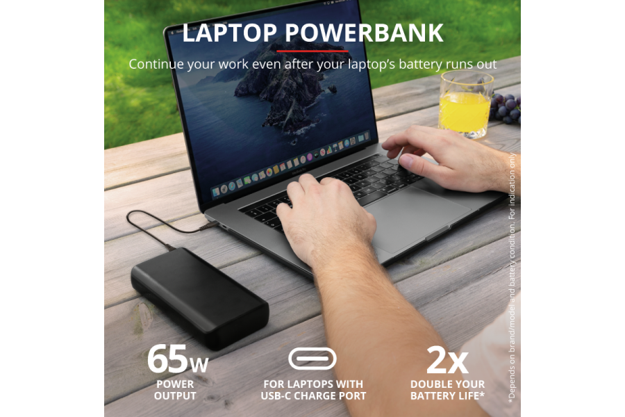 Trust Laro Power Bank 20000 mAh 65 W, Caricabatterie Portatile, Powerbank,  Pacchetto Caricatore Portatile per Laptop USB-C, MacBook, Chromebook :  : Informatica