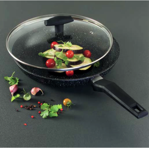 

Сковорода с крышкой мраморное покрытие Tiross TS-1255P 26 см Black