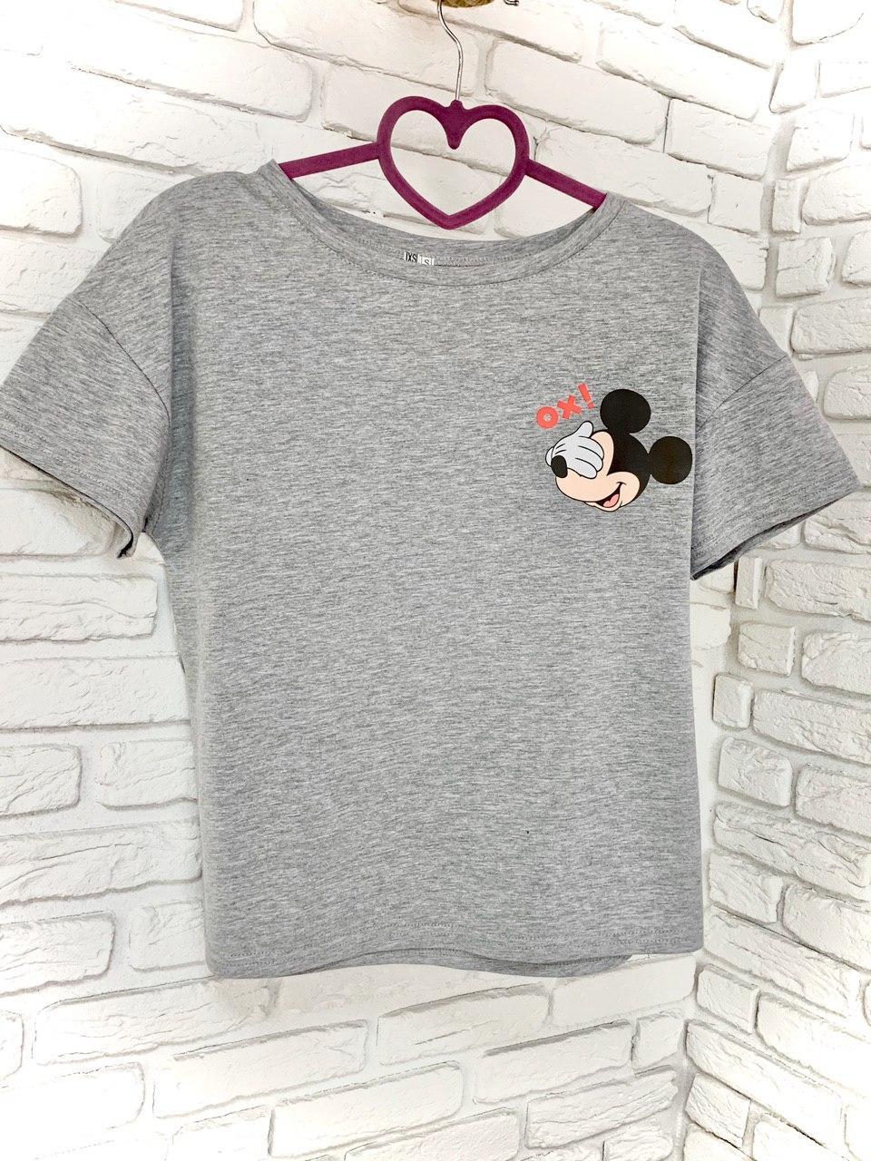 

Женская Футболка хлопок с принтом Mickey Mouse микки маус Ox серая, Женская Футболка хлопок с принтом Mickey Mouse микки маус Ox серая M-L