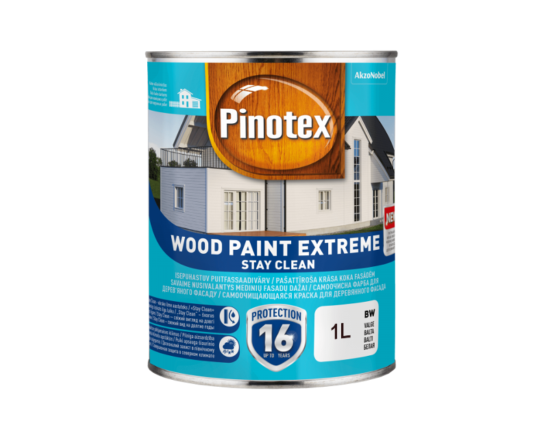 

Краска антисептическая PINOTEX WOOD PAINT EXTREME для древесины белый (база ВW) 1л