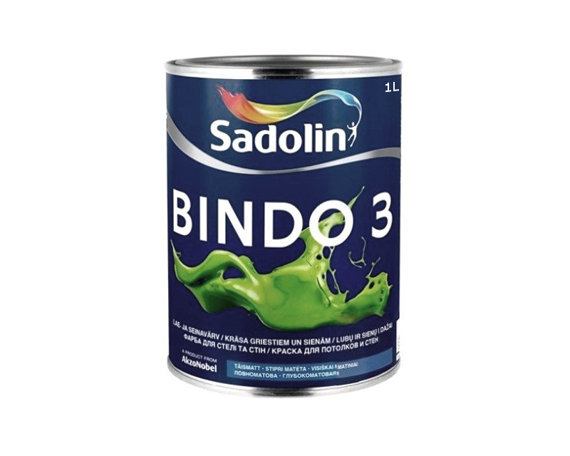 

Краска латексная SADOLIN BINDO 3 интерьерная ВW-белая 1л