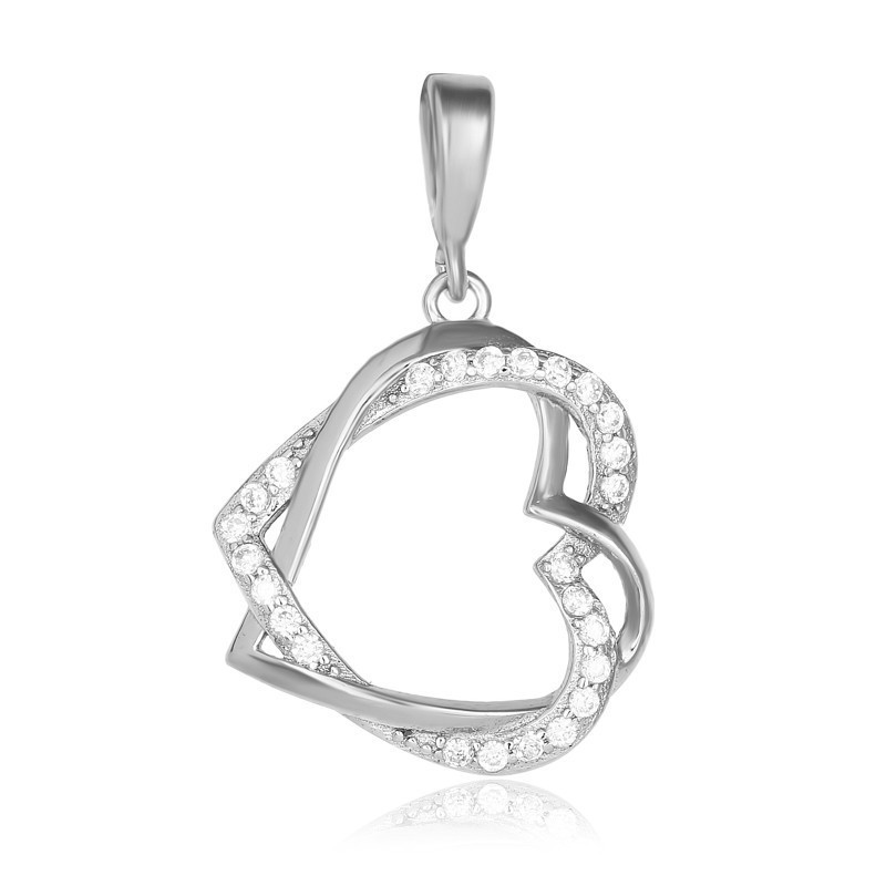 

Серебряная подвеска Silvex925 с фианитом - "Сердечки" П2Ф/316