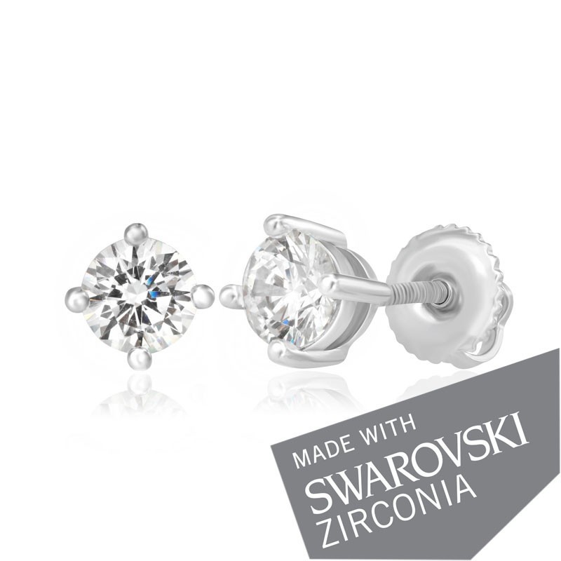 

Серебряные серьги Silvex925 с цирконием SWAROWSKI ZIRCONIA С2С/415, пусеты