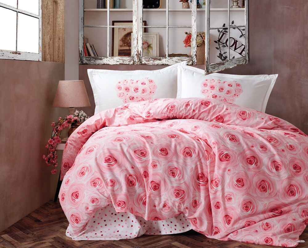 

Постельное белье CLASY ранфорс 200x220 см ROMANS V1 PEMBE