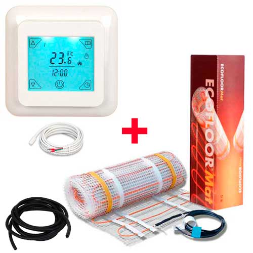 

Теплый пол Fenix нагревательный мат LDTS-160 + программируемый терморегулятор с сенсорным экраном T8 6.15 м.кв - 1000Вт