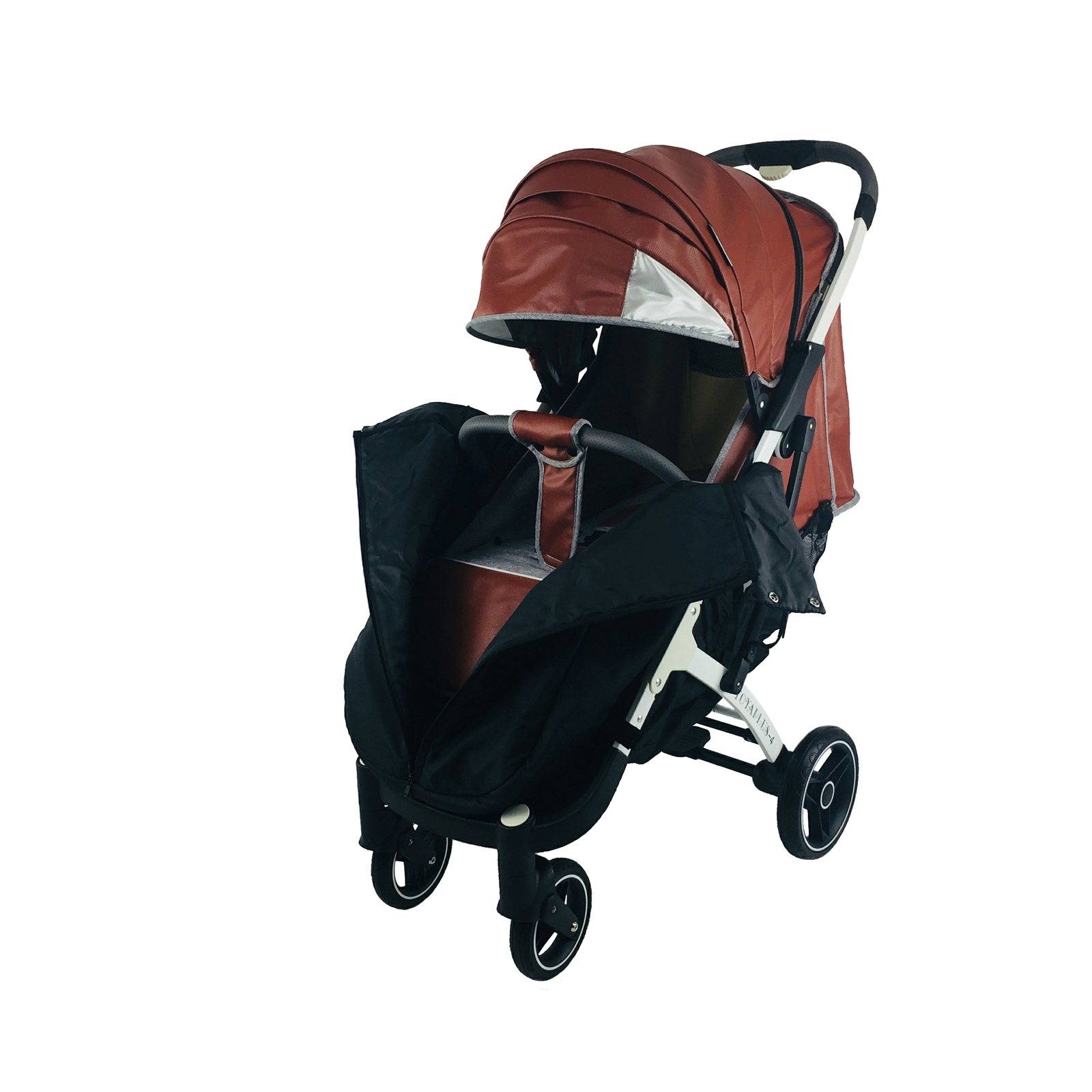 

Коляска Yoya Plus-4-2021 колёса 15/20 на молнии с Матрасиком мягким Коричневая кожа на белой раме