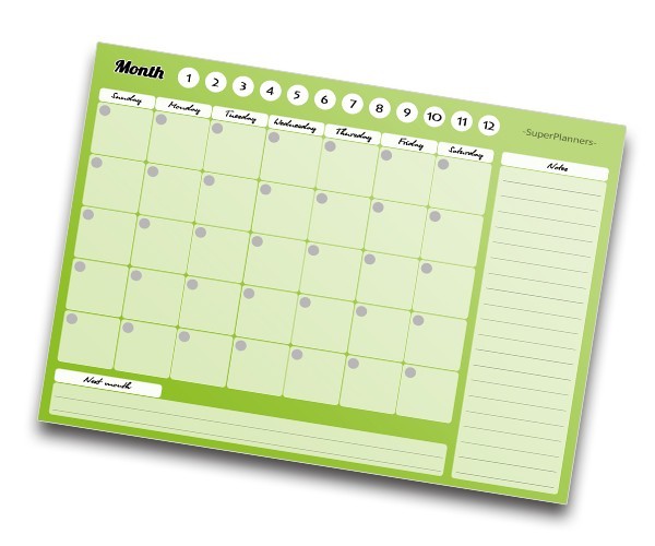 

Магнітний планер на холодильник SuperPlanners "Monthly planner" Greeny, 41х20 см