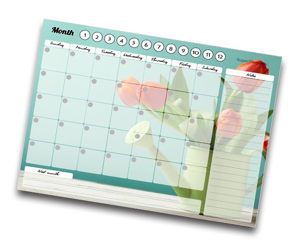 

Магнітний планер на холодильник SuperPlanners "Monthly planner" Tulips, 41х20 см