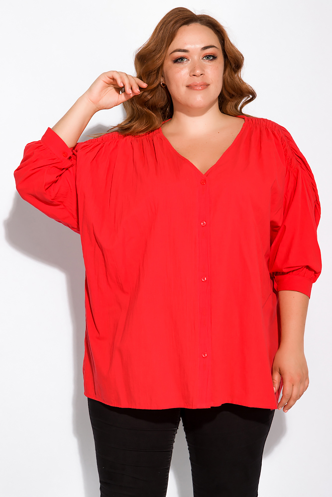 

Блуза с драпировкой на рукаве Time of Style 120PFL075125-1 XXL Красный
