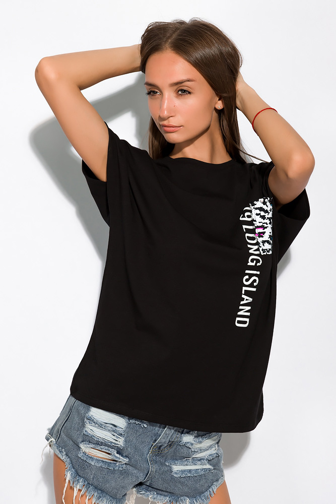 

Футболка женская с пайетками Time of Style 32P0176 S-M Черный