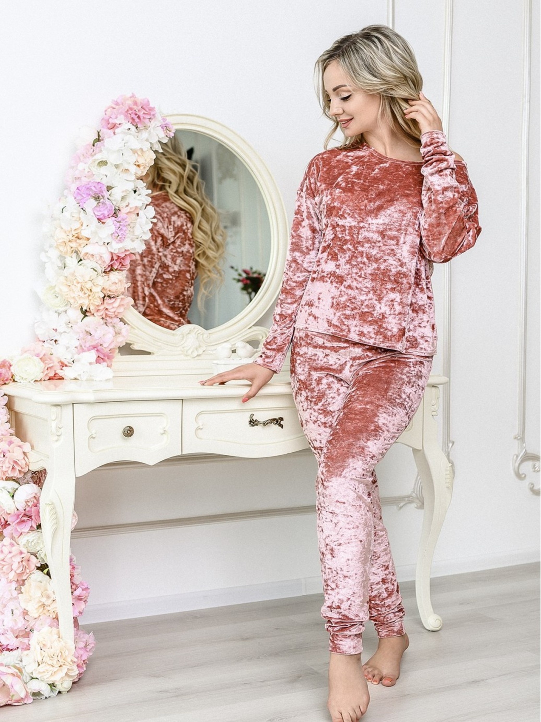 

Комплект домашний (свитшот + штаны) Roksana 874 XXL Персиковый
