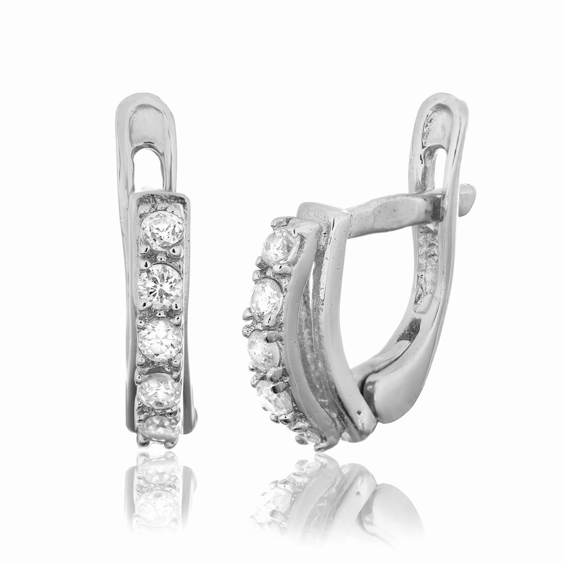 

Серебряные серьги Silvex925 с фианитом С2Ф/155, с английской застежкой