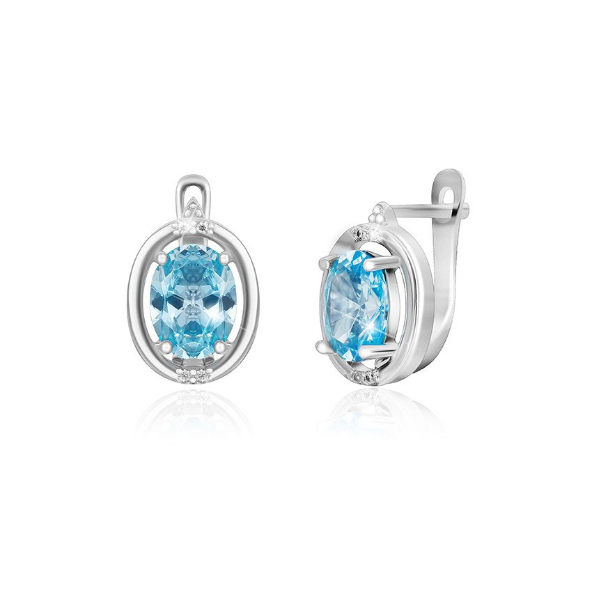 

Серебряные серьги Silvex925 с фианитом СК2ФТ/392, с английской застежкой