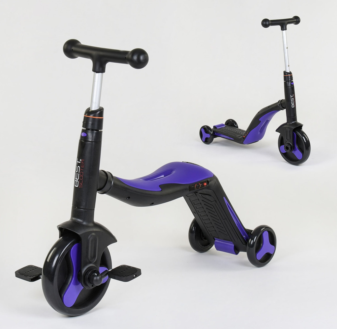 

Детский велосипед, велобег, самокат 3 в 1 Best Scooter JT 30304 Фиолетовый