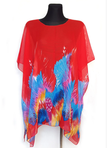 

Пляжная шифоновая туника Fashion Альмерия One Size 90*83 см красный