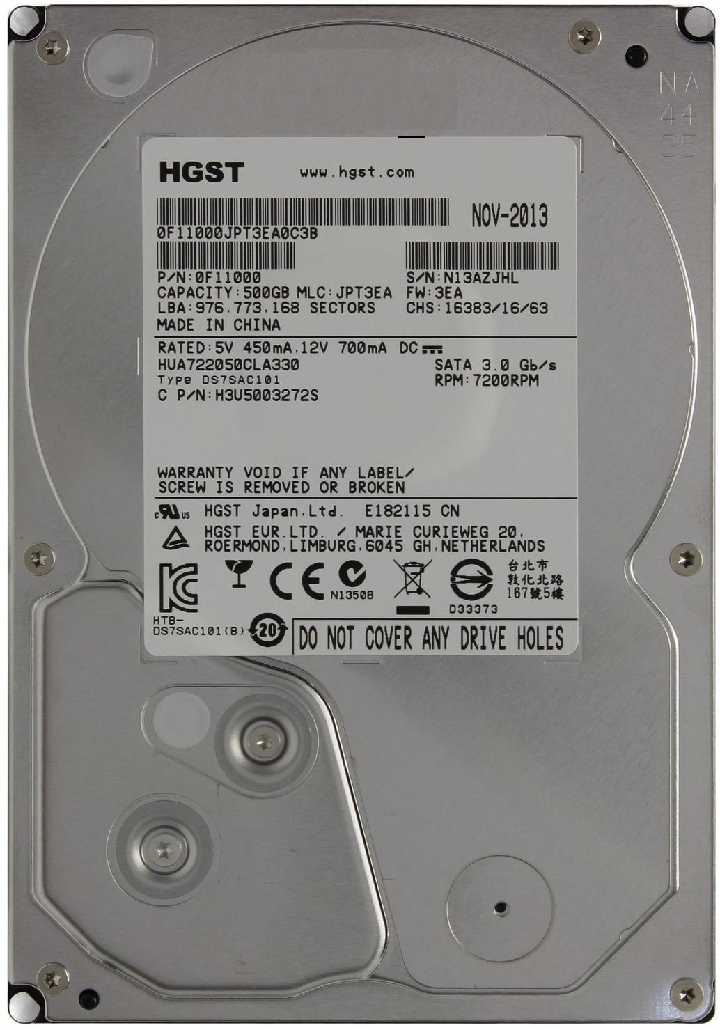 Накопитель HDD SATA 500GB Hitachi (HGST) Ultrastar A7K2000 7200rpm 32MB ...