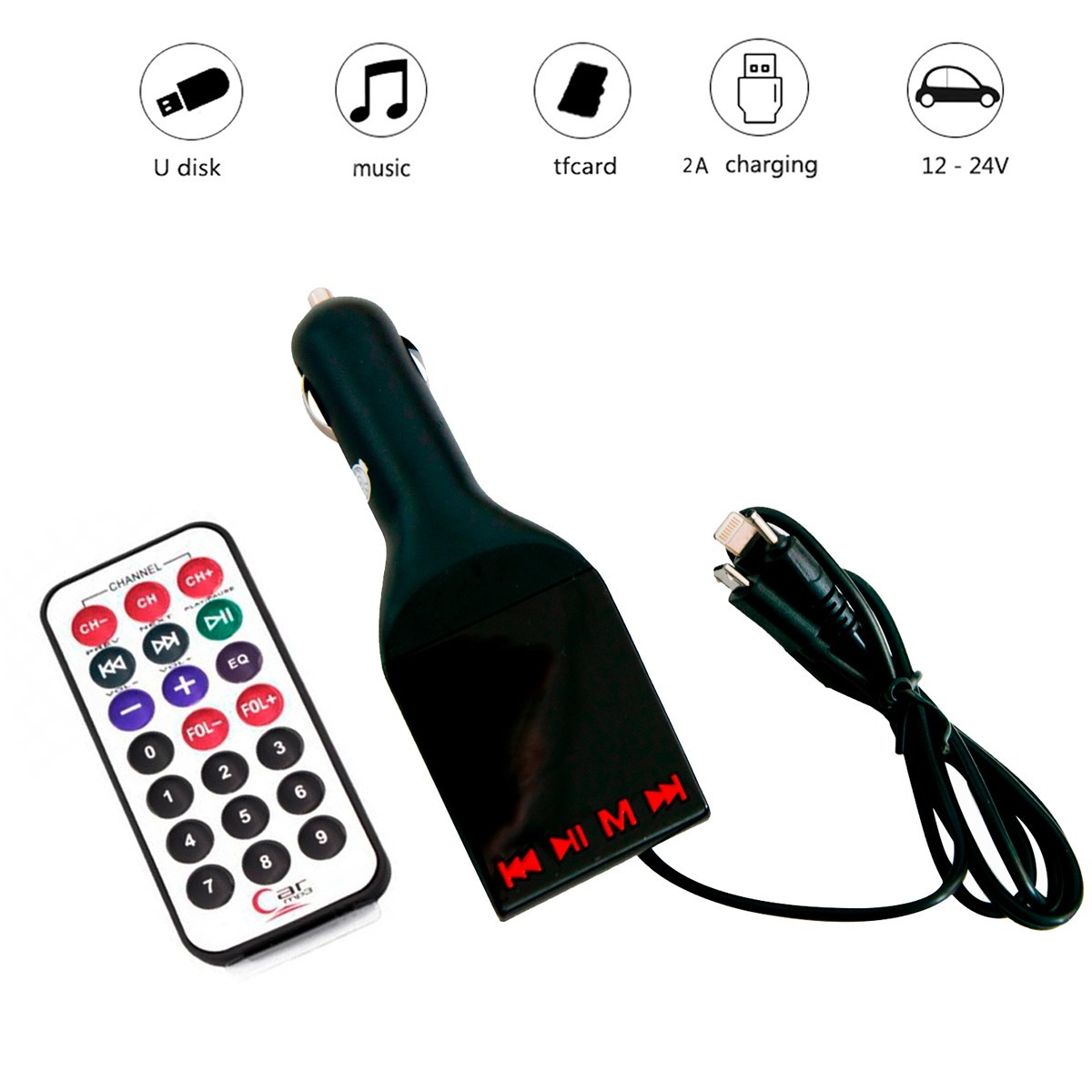 FM трансмиттер для авто "MP3-FM Transmitter" Черный/красные кнопки, фм ...