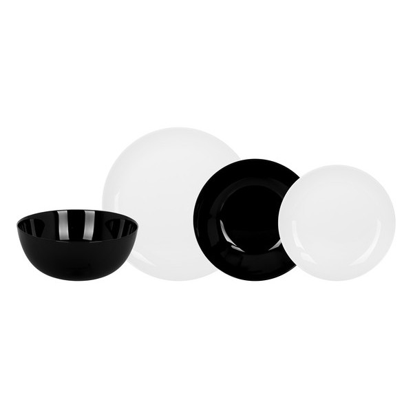 

Сервиз столовый из закаленного стекла 19 предметов Diwali Black and White Luminarc