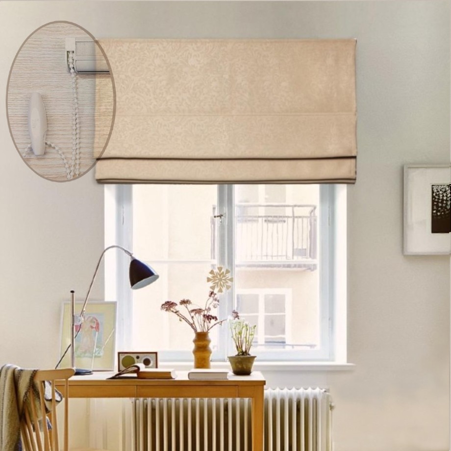

Римская штора система Lux Coullise InHt Блэкаут Monogram 07 Пудра 220х160 см