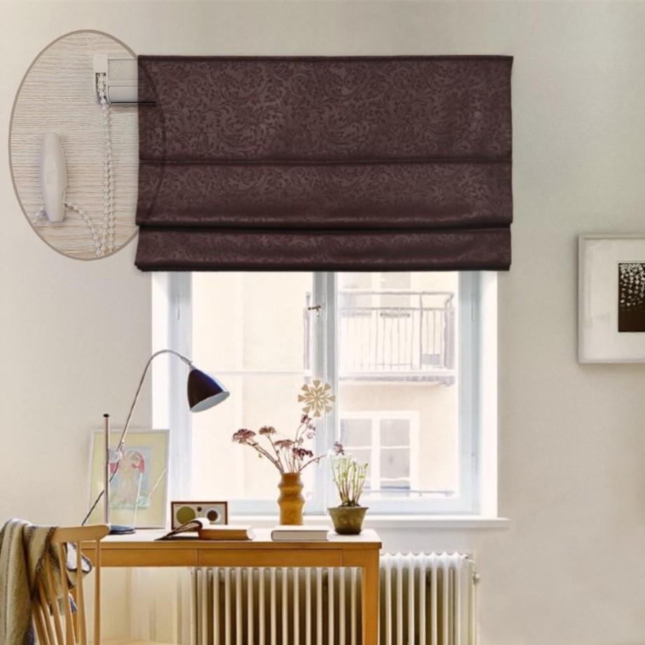 

Римская штора система Lux Coullise InHt Блэкаут Monogram 13 Шоколадный 230х160 см