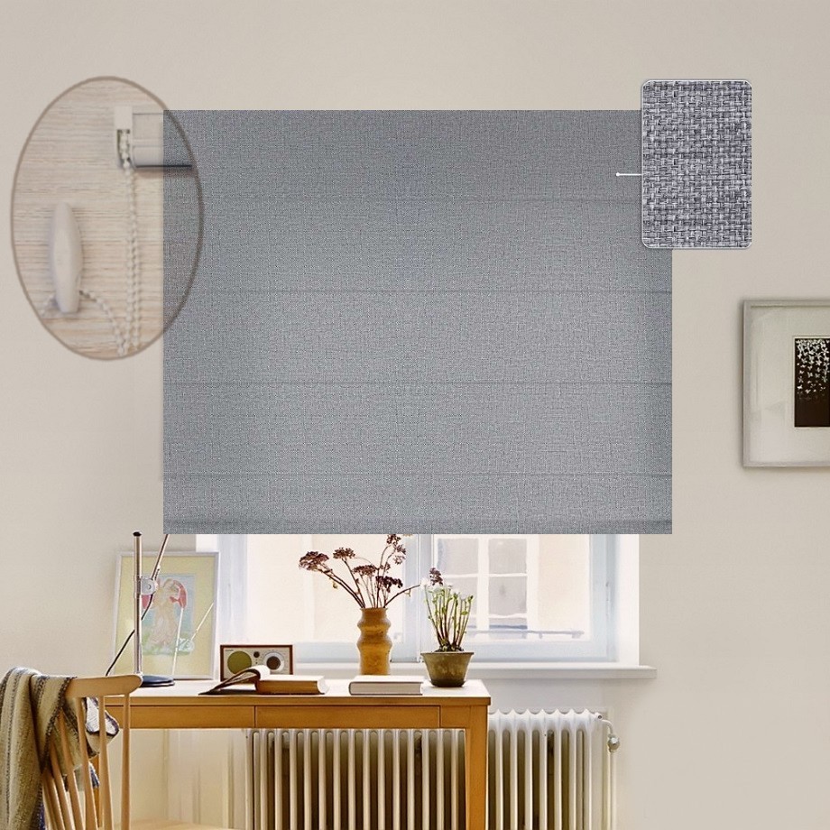 

Римская штора система Lux Coullise InHt Рогожка Dimout 18 Стальной 70х160 см