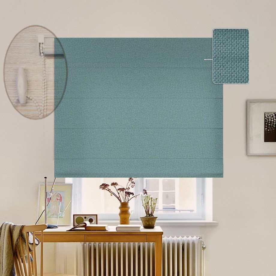 

Римская штора система Lux Coullise InHt Рогожка Dimout 33 Бирюзовый 170х160 см