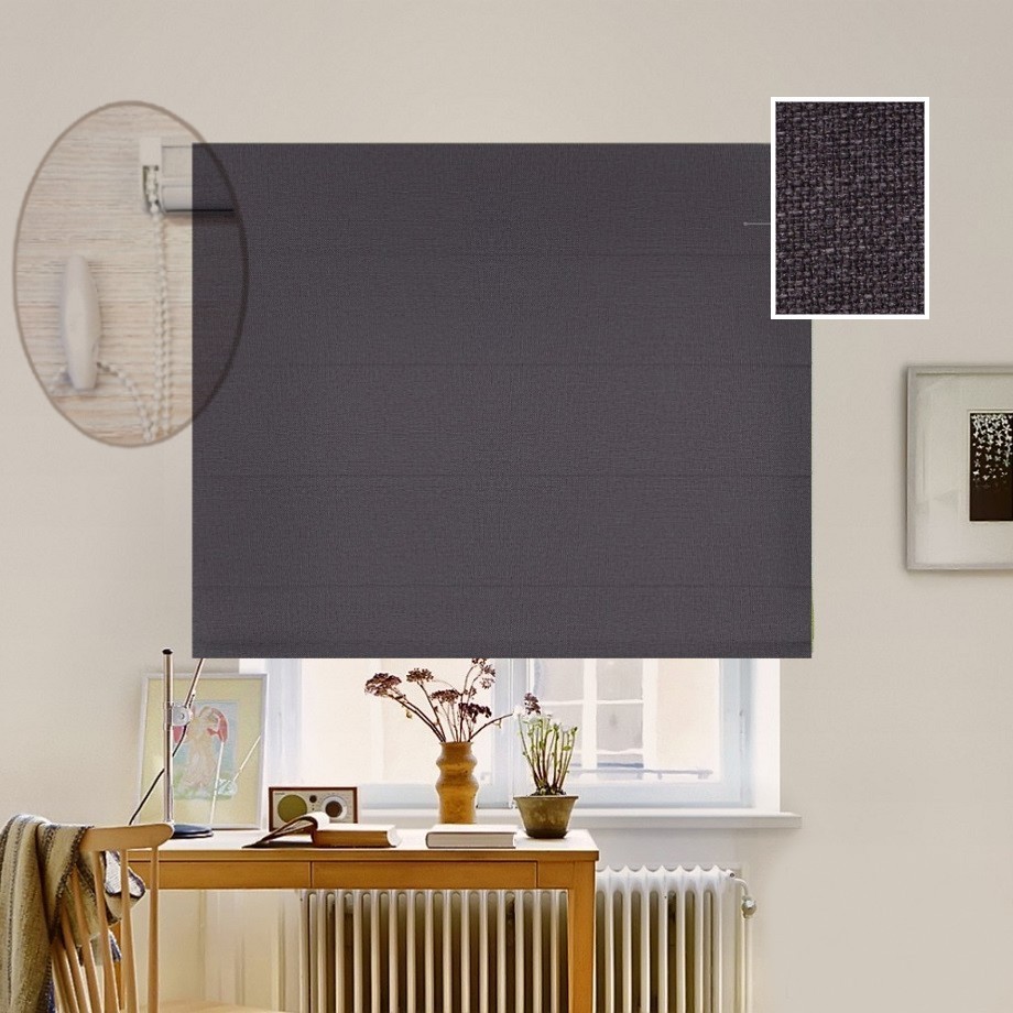 

Римская штора система Lux Coullise InHt Рогожка Premium 501 Графитовый 250х160 см