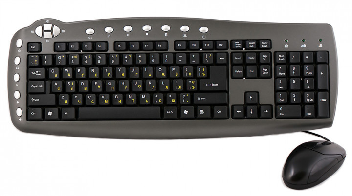 

Комплект HQ-Tech KM-348 Gray, (USB), Мультимедия (клавиатура+мышь)