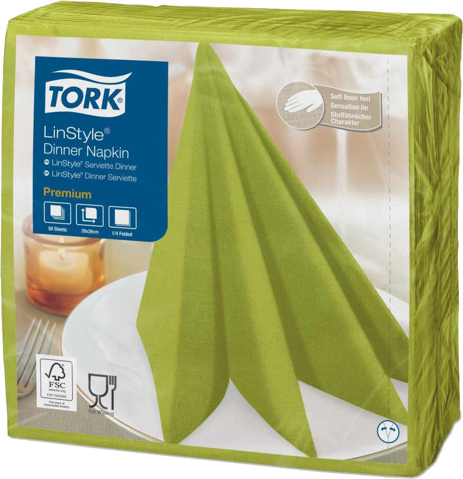 

Салфетки декоративные Tork LinStyle Premium 39х39 фисташковые 50 шт