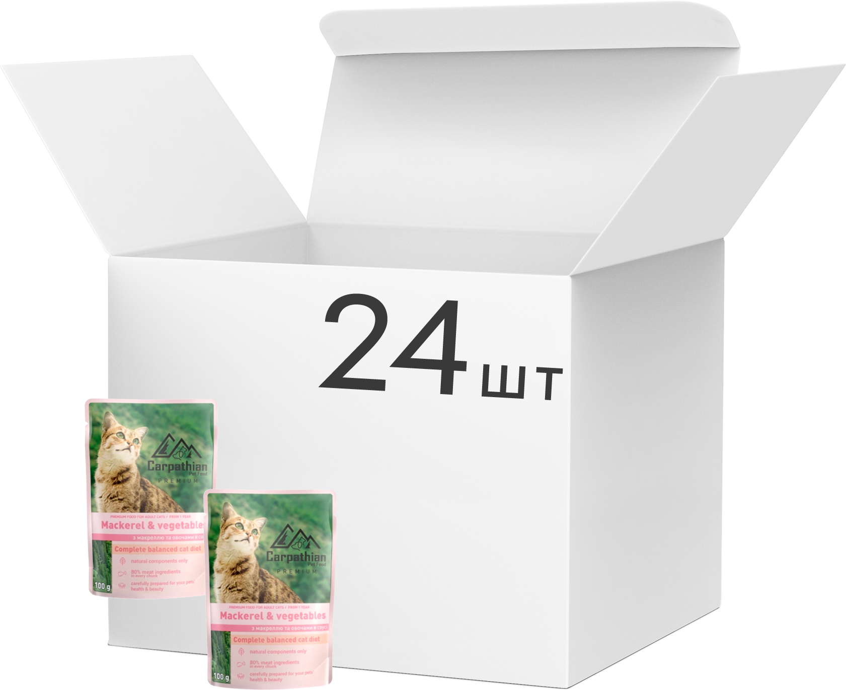 Упаковка влажного корма для кошек Carpathian Pet Food с Макрелью и ...